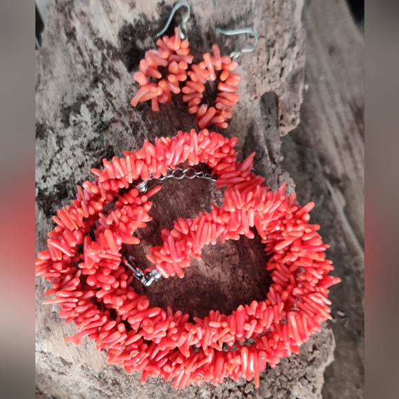 Vintage Red Branch Coral Necklace and Earrings Set - Picture 10 of 16